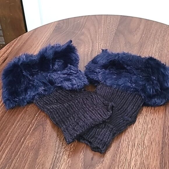 Navy Blue Faux Fur Boot Cuffs, NWOT - Picture 3 of 5